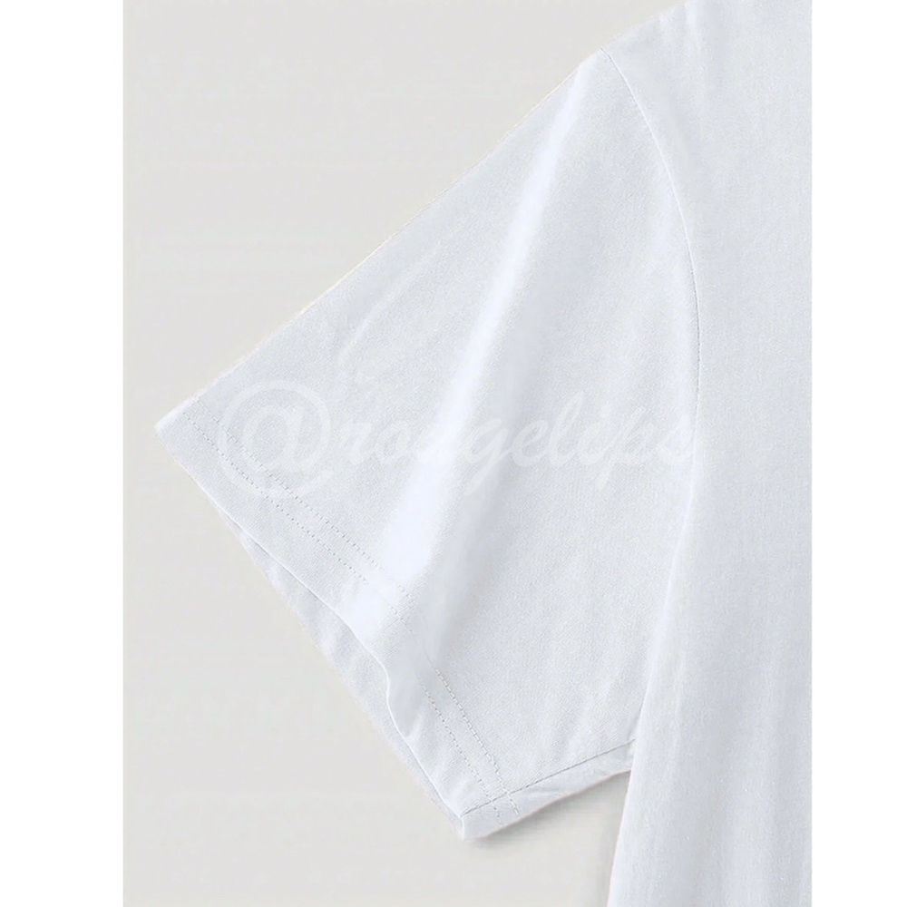 White Oversized Tee Crewneck Short Sleeve Printed Palm Tree - Picture 5 of 8